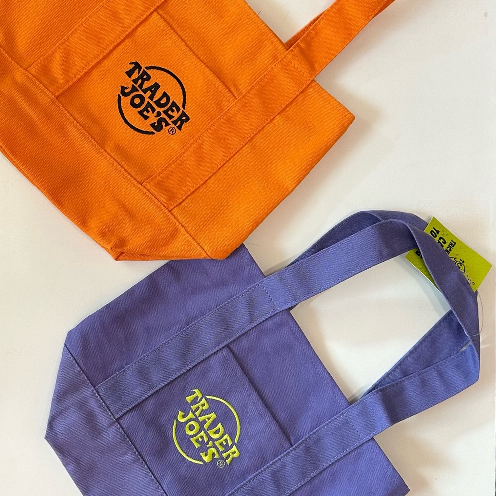 Trader Joe's Orange and Purple Tote Bag Set